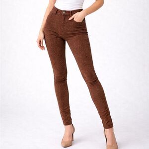 Lola Skinny Leopard Print Jeans Brown Sz 3 Stretch High Rise New